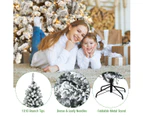 Costway 2.25M/7.5FT Pre-lit Christmas Tree Snowy Xmas Tree 1010 Branch Tips Xmas Decor Home Party