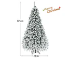 Costway 2.25M/7.5FT Pre-lit Christmas Tree Snowy Xmas Tree 1010 Branch Tips Xmas Decor Home Party