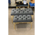 Handmade tufted velvet ottomans/rec benches l2 with gold metal base - classic black