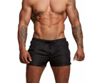 Mens Swimming Shorts Boxer Swimming Trunks Water Sports Shorts Quick-Drying-Black