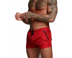 Mens Swimming Shorts Boxer Swimming Trunks Water Sports Shorts Quick-Drying-Red