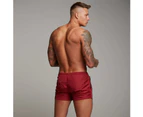 Mens Swimming Shorts Boxer Swimming Trunks Water Sports Shorts Quick-Drying-Wine Red