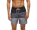 Mens Swim Trunks Quick Dry Print Beach Shorts Surf Swim Trunks-Black3