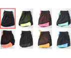 Womens Shorts Fake Two-Piece Quick Drying Breathable Training Fitness Yoga Casual Pants-Black