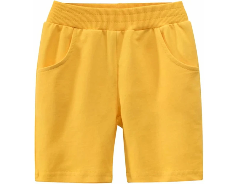 Boys' Summer Shorts for Children Plain Cotton Pull-on Leisure Shorts-Yellow