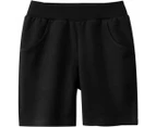Boys' Summer Shorts for Children Plain Cotton Pull-on Leisure Shorts-Black