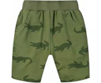 Boys Shorts Summer Cartoon Animal Print with Pockets-Green