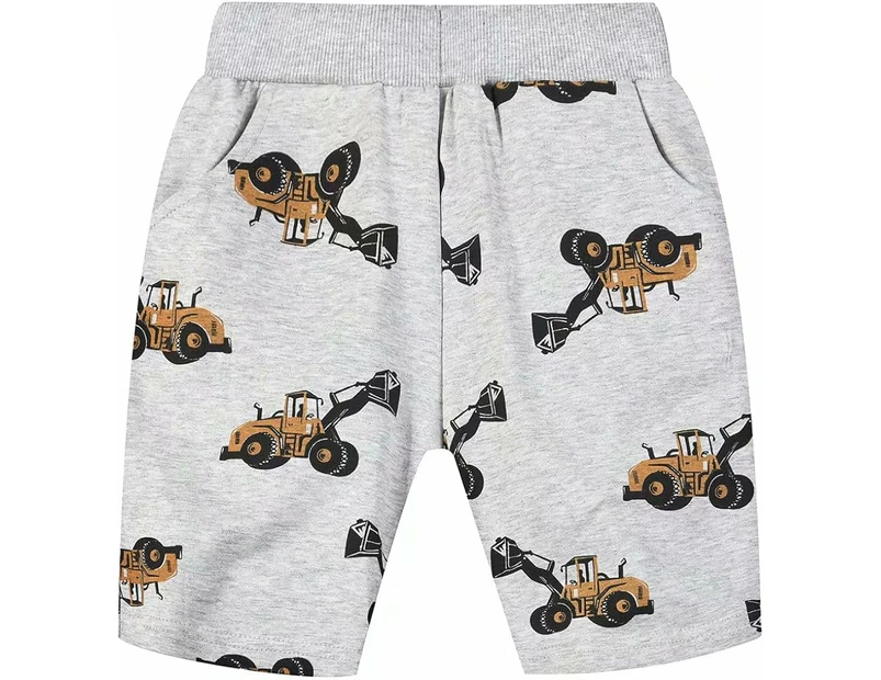 Boys Shorts Summer Cartoon Animal Print with Pockets-Grey