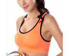 Womens Sports Bra Yoga Running Breathable Fitness Quick Drying Shock Bra-Orange