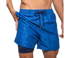 Mens Swim Trunks with Compression Liner Quick Dry Beach Swimwear Shorts-Style10