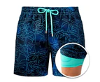 Mens Swim Trunks with Compression Liner Quick Dry Beach Swimwear Shorts-Style4