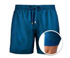 Mens Swim Trunks with Compression Liner Quick Dry Beach Swimwear Shorts-Style1