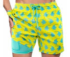 Mens Swim Trunks with Compression Liner Quick Dry Beach Swimwear Shorts-Style12