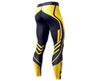 Men's Quick-drying Pants Lightweight and Elastic Thermal Sports Fitness Jogging Leggings Trouser-Black and Yellow