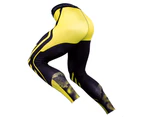 Men's Quick-drying Pants Lightweight and Elastic Thermal Sports Fitness Jogging Leggings Trouser-Black and Yellow