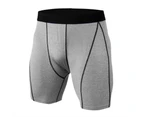 Men's Running Compression Shorts Cool Dry Tights Base Layer Sports Trunks- Grey