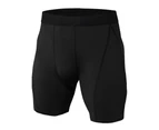Men's Running Compression Shorts Cool Dry Tights Base Layer Sports Trunks- Black