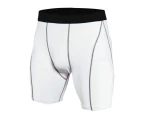 Men's Running Compression Shorts Cool Dry Tights Base Layer Sports Trunks- White