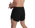 Men's Three-Point Shorts Summer Fitness Quick-Drying Breathable Sports Trunks - Black