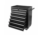 7 Black Drawer Tool Box Trolley Cabinet Storage Cart Garage Toolbox Organiser Set