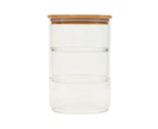 Large Round Stackable Bamboo Glass Jar - (pack of 3)