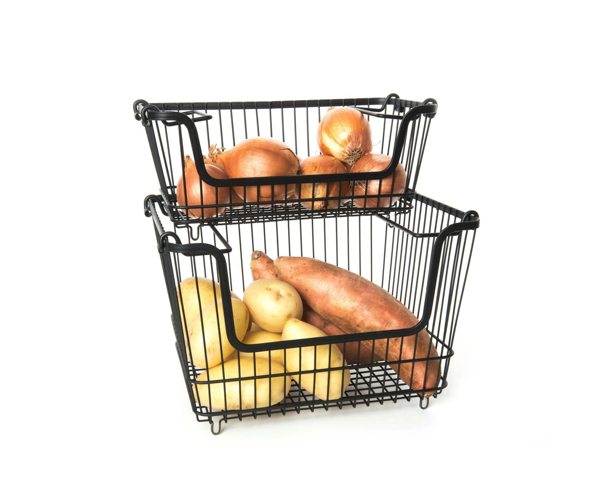 Black Stackable Wire Baskets (set of 2)