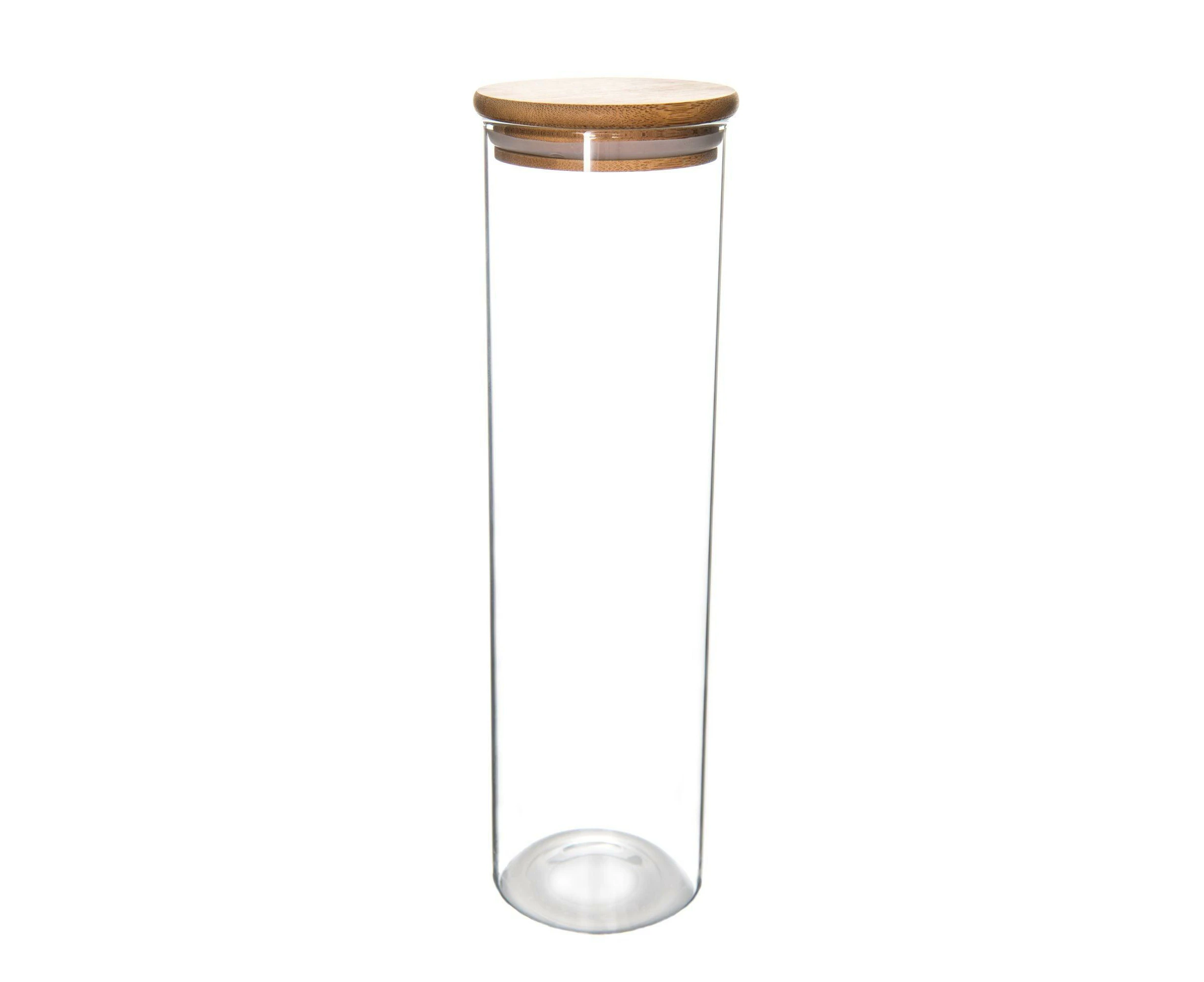 Tall Bamboo Glass Storage Jar