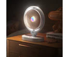 Foldable Small Fan Portable Home Mute USB Desktop Charging Three Level Atmosphere Night Light Small Electric Fan -White Black