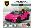 Lamborghini Performante Kids Electric Ride On Car Remote Control Pink