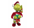 Cotton Candy - Xmas Animated Grinch In Santa Suit With Wreath 35Cm - Dr. Seuss