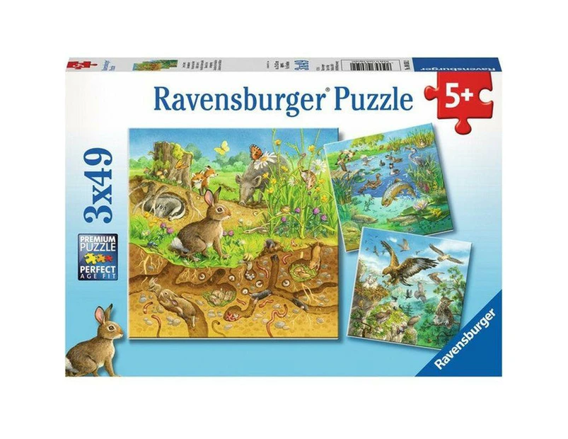 Ravensburger - Animals In Their Habitats 3X49 Pieces Jigsaw Puzzle