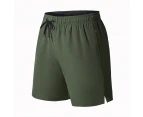 Men's Sport Shorts Quick Dry Running Gym Casual Short Lightweight with Zip Pockets - Army Green