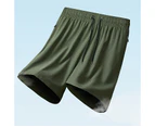 Men's Sport Shorts Quick Dry Running Gym Casual Short Lightweight with Zip Pockets - Army Green