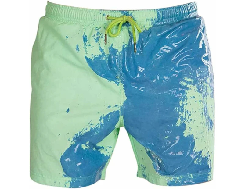 Men's Trunks Touch Water and Temperature Sensitive Color Changing Quick Dry  Swimming Shorts and Beach Pants - Green