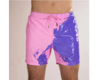 Men's Trunks Touch Water and Temperature Sensitive Color Changing Quick Dry  Swimming Shorts and Beach Pants - Purple