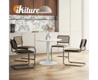 Oikiture 60cm Dining Table Kitchen Marble Tulip Round Metal Leg White