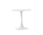 Oikiture 60cm Dining Table Kitchen Marble Tulip Round Metal Leg White