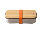 Black & Blum 900ml Stainless Steel Sandwich Box Container w/ Bamboo Lid Orange