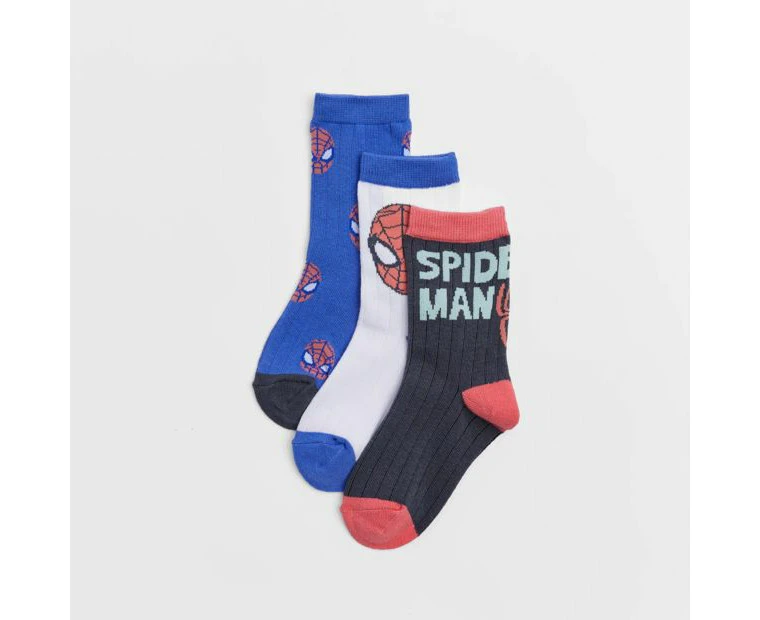 Marvel Spider-Man Boys Crew Socks - 3 Pack - Multi