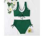 Women's High Waisted Bikini Twist Front Tie Back 2 Piece Swimsuits-Green