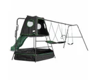 Lifespan Kids Pallas Play Tower with Metal Swing Set in Green Slide