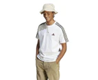 Adidas Men's Essentials 3-Stripes Tee / T-Shirt / Tshirt - White/Olive Strata
