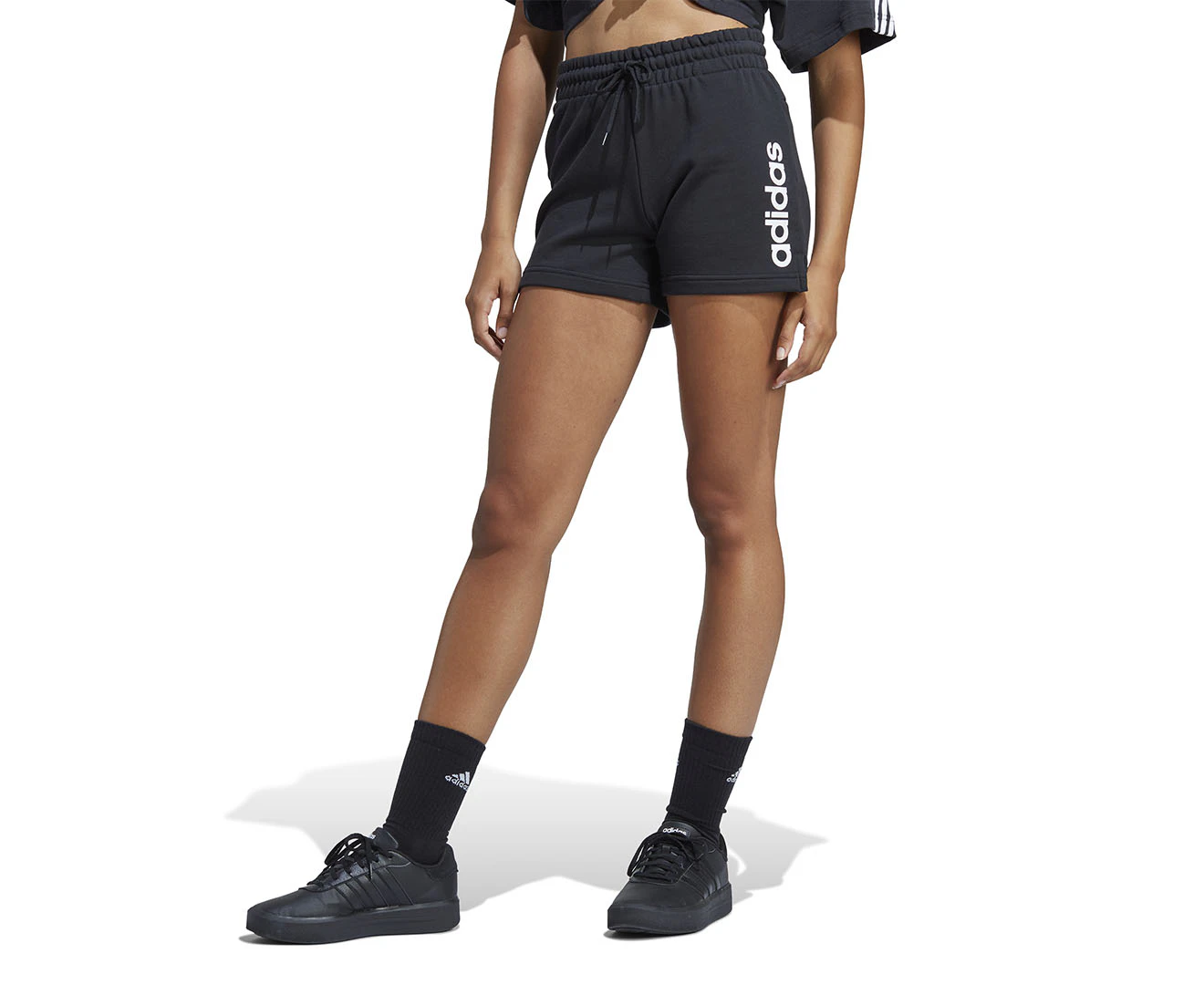 Adidas Women's Essentials Linear French Terry Shorts - Black/White