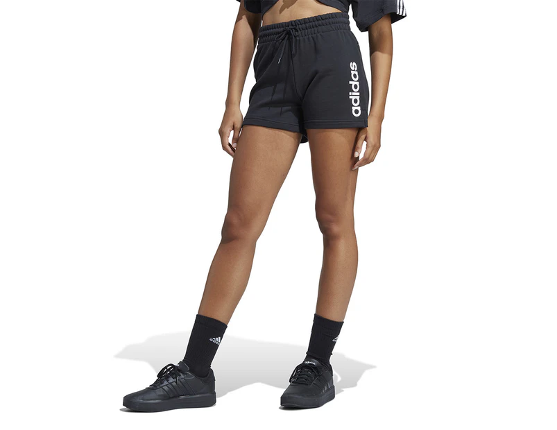 Adidas Women's Essentials Linear French Terry Shorts - Black/White