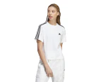 Adidas Women's Essentials 3-Stripes Cropped Tee / T-Shirt / Tshirt - White/Black