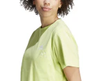 Adidas Women's Varsity Scribble Embroidery Cropped Tee / T-Shirt / Tshirt - Pulse Lime/White