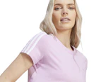 Adidas Women's Essentials 3-Stripes Tee / T-Shirt / Tshirt - Bliss Lilac/White