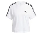 Adidas Women's Essentials 3-Stripes Cropped Tee / T-Shirt / Tshirt - White/Black