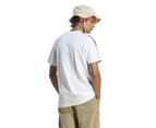 Adidas Men's Essentials 3-Stripes Tee / T-Shirt / Tshirt - White/Olive Strata