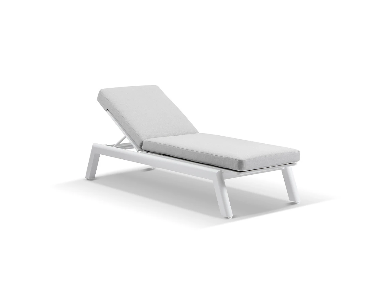 Outdoor Bondi Outdoor Aluminium Sun Lounge - Outdoor Sun Lounges - White Aluminium with Olefin Light Grey Cushions